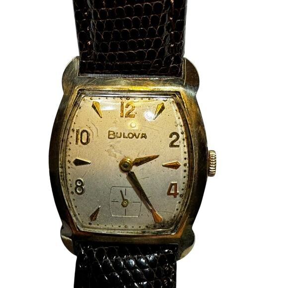 1950 - BULOVA - Vintage Manual Wrist Watch Genuine Lizard Band - Picture 5 of 15
